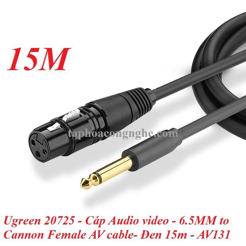 Ugreen 20725 15M màu Đen Cáp âm thanh 6.5mm sang Canon âm AV131 30020725